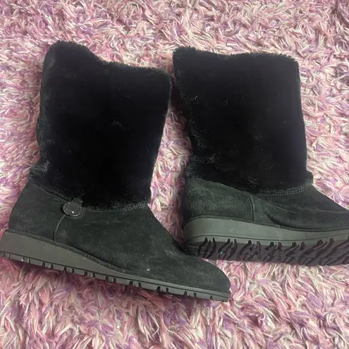 Stuart Weitzman  Suede Faux Fur Calf Snow Boots black size 9.5 - Image 3