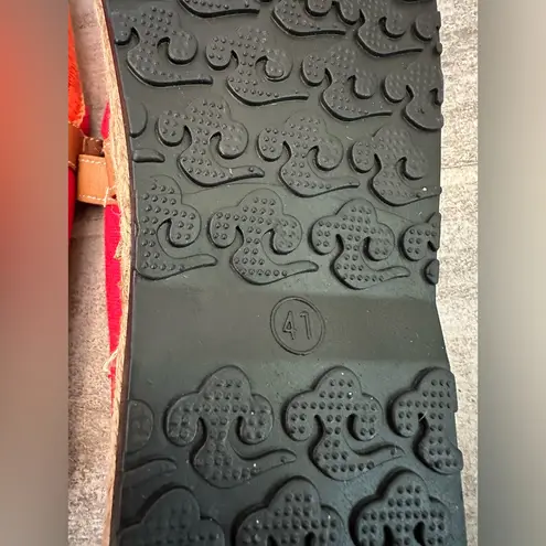 Cactus Rose | Honolulu Embroidered Linen Mules Red 41 Size 10