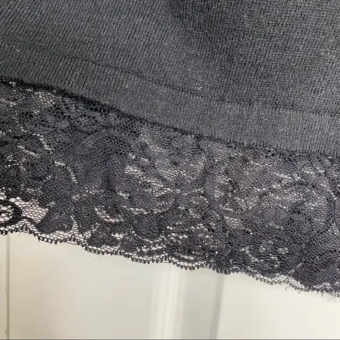 Alfani Women Wool Blend Lace Trim Asymmetrical Hem Gathered Sleeve Swing Sweater