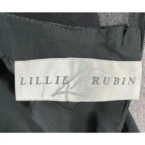 Lillie Rubin Vintage Y2K Sheath Dress Women 8 Black Beaded Cocktail Evening Glam