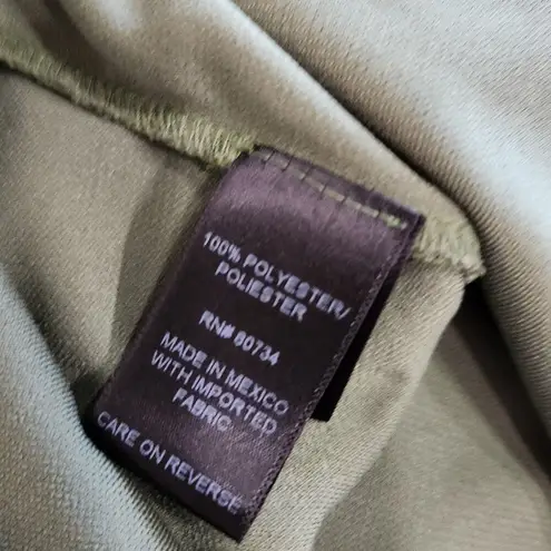 Parallel Flared Long Sleeve Tassel Neck Blouse Olive Green Pullover Size XS