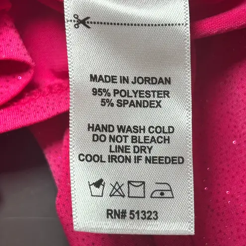 CeCe Women's Pink Long Sleeve Top Ruched Sleeve Sparkle Blouse Coquette Medium