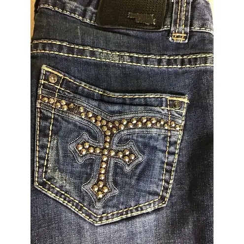 Rock & Roll Cowgirl Women Jeans Sz.29x34 Blue Bling Pocket Cowgirl Rodeo Western