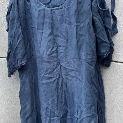 Gypsy Vintage Maxi Dress Top Back Tie Straps Blue Grey Tone Hollywood Sz M