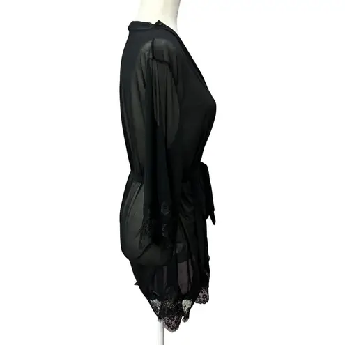 Shirley Of Hollywood Robe Black Mesh & Lace Size L Size L