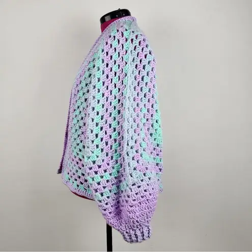 New Handmade Crochet Cardigan Open Front Sweater Premium Acrylic OS Purple Size undefined