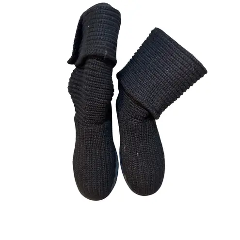 UGG Australia Black Classic CardyKnit Button Tall Boots, Size 7