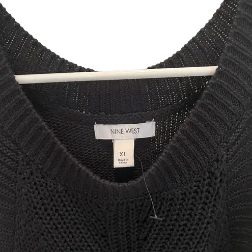 Nine West Womens XL High Neck Cutaway Sweater Tank Black