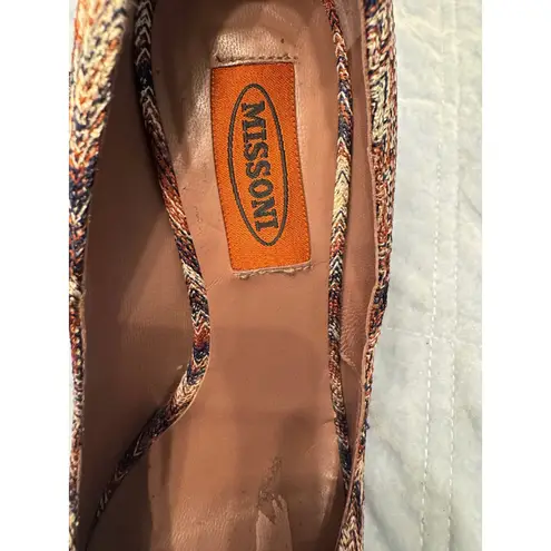 Missoni Women's Heels Size 37.5 Multicolor Zigzag Peep Toe Platform Pumps