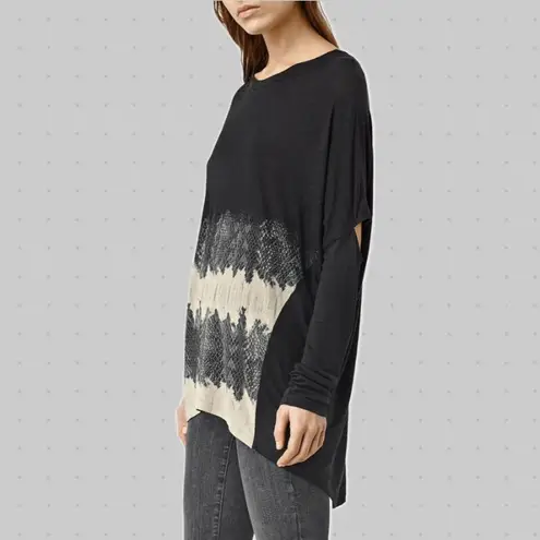 All Saints Serpine Wave Sweater Size XS Snake Elbow Cutout Edgy Jumper Thin Knit