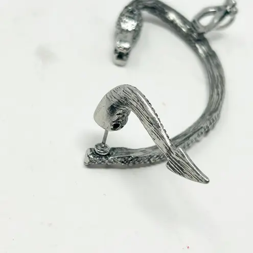 Dragon Goth Punk Ear Cuff Wrap Tail Earring Gunmetal Rhinestone Dragon Serpent Gray