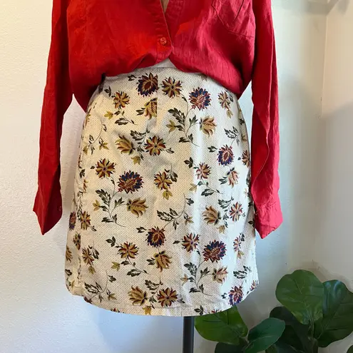 White Stag Vintage 90s Cotton Moody Floral Printed Wrap Mini Skirt Size 14