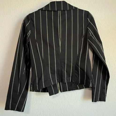 White House | Black Market  Women’s Washed Stripe Double‎ Zipper Moto Jacket Size 2