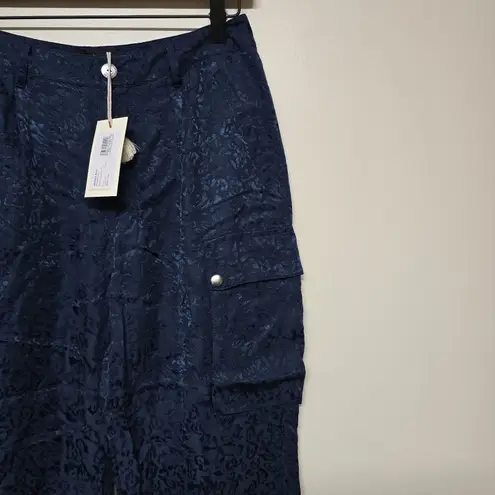 Johnny Was Biya Blue Kiarra Jacquard Cargo Pants B67324-1 Boho Chic Sz 4