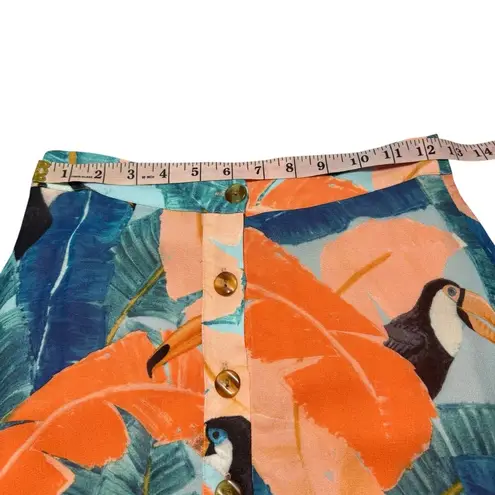 Farm Rio NWT Plantage Rio Toucan Forrest Midi Skirt Button Tropical Button XS