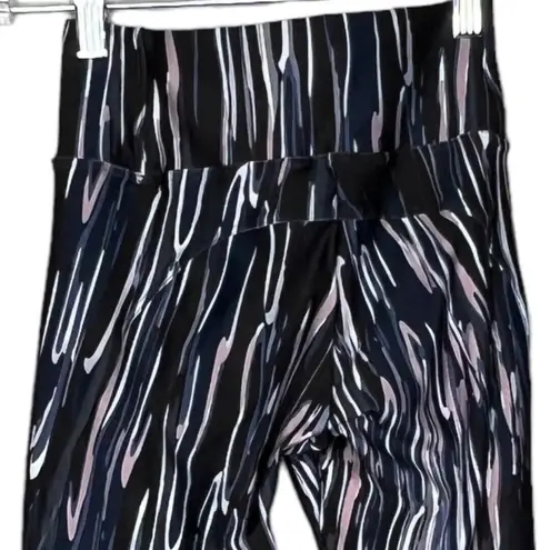 925 Fit Leggings Womens Small Black White Pink Stripe Casual Workout Athleisure