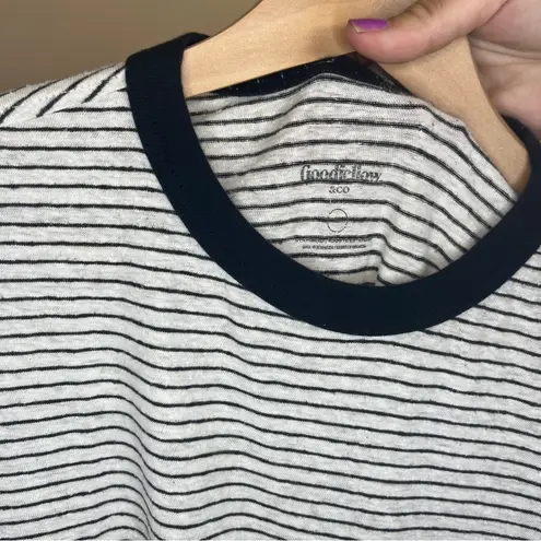 Goodfellow & Co Goodfellow Shirt Women Size Medium White Black Striped Pocket Short Sleeve Tee