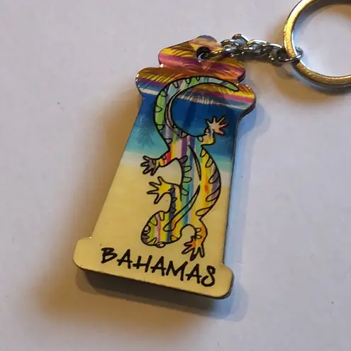 Colorful Bahamas Lizard Boho Keychain Blue