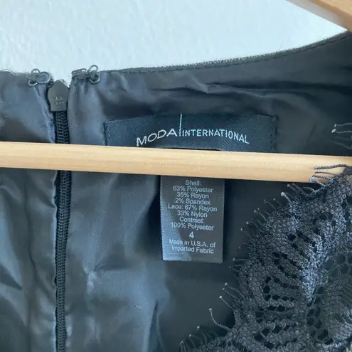 Moda International Gray Lace Trim Midi Dress