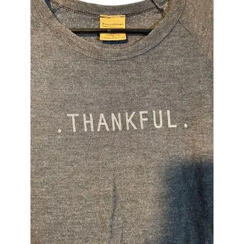 Good hYOUman Gray Thankful Long Sleeve Crew Neck T-Shirt Women Sz M