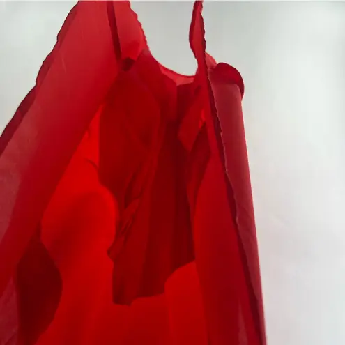 Sejour Asymmetrical Hem Chiffon Coral Pleated Front Sleeveless Dress Size 20W Red