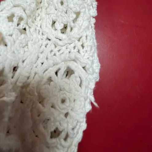 Moda Intl Crochet Button Front Cardigan Womens Med Ivory Medallion Vtg Y2k Retro