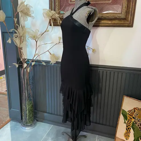 Vintage 90s I.N. San Francisco Gothic Black Halter Asymmetrical Faerie Dress~S💚