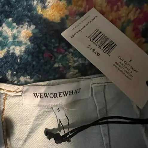 We Wore What Cut Out Light Denim Mini Skirt sz S NWT