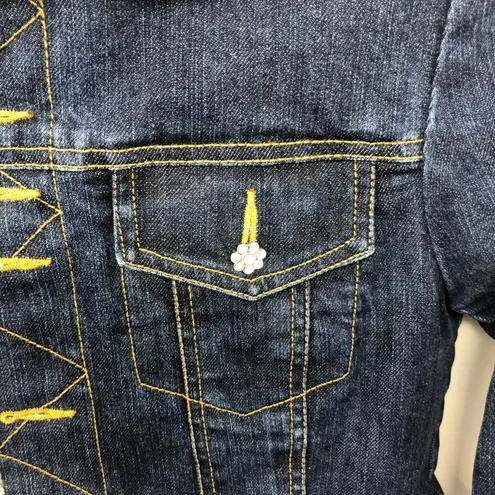 Cache  Denim Jacket Rhinestone Buttons Lined Boucle Tweed Top NWT $188 New thumbnail 4