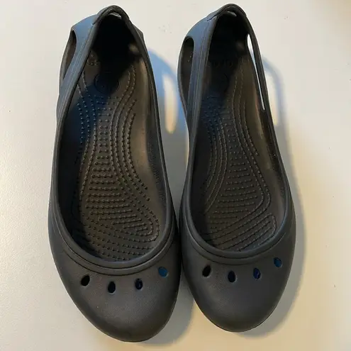 Crocs black ballet flats with cutouts sz 8