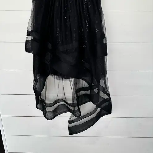 Monique Lhuillier Women’s 8 Black Sequin Tulle Midi Gown