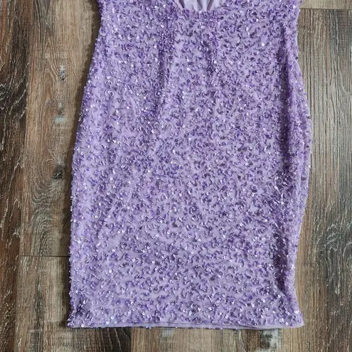 Retrofete Mich Sequin Dress Purple Size XS Sleeveless Cowl Neck