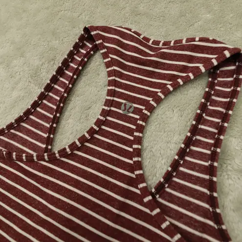lululemon Women's Burgundy Red White Stripe Cool Racerback Tank Top size 2