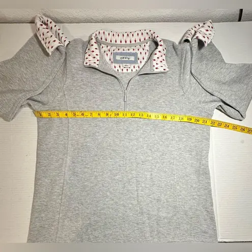 Orvis Sweatshirt Womens Large Gray Flip Cuff 1/4 Zip Pullover Preppy Lightweight