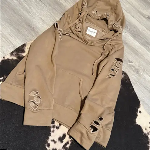 🤎Chelsea DeBoer Nude/Tan OverSized Distressed Hoodie•Size:S🤎 Tan