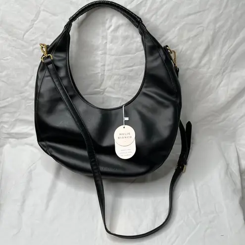 Melie Bianco Vegan Leather Black Danni Large Convertible Hobo Bag