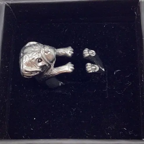 Dog Silver Tone Wraparound Adjustable Ring with box thumbnail 3