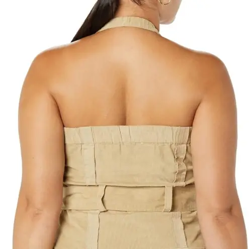 Making the Cut Deconstructed Strapless Corset halter Top size Medium corduroy