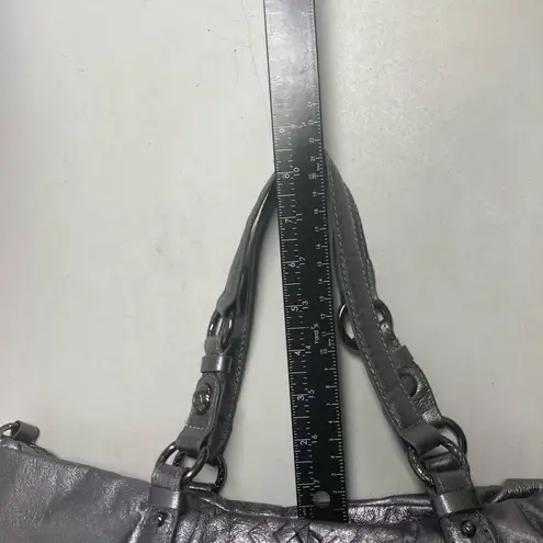 ELLIOTT LUCCA Women’s Silver Metallic Braided Handbag Tote 15X3X9 Silver