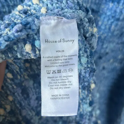 House of Sunny Kurt Chenille Sweater in Blue Size Medium Gently Used Streetwear
