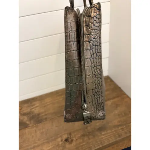 Vintage Leather Franklin Covey embossed Crocodile Handbag Laptop bag Gold