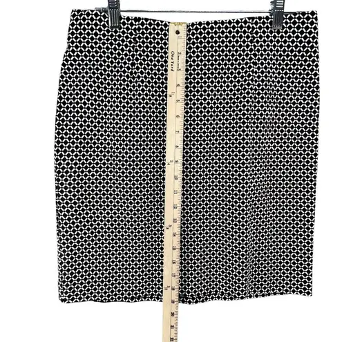 J.Jill  Skirt Womens M Petite Black White Geometric Ponte Pencil Pull On Stretch