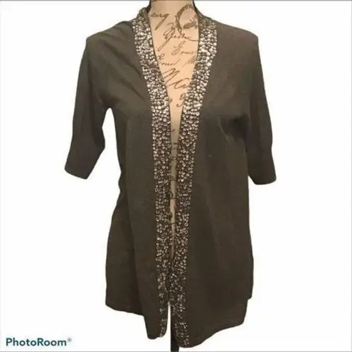 Apt. 9  Sequin Short Sleeve Gray Cardigan - Image 8