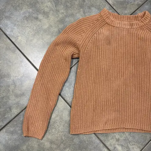 Quince Sweater Womens Small Brown Fisherman Knit Organic Cotton Ribbed Warm Wear