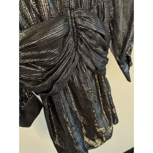 Simona Corsellini NWT Gold Striped Silk Knee Length Dress Size EU 44/US 8