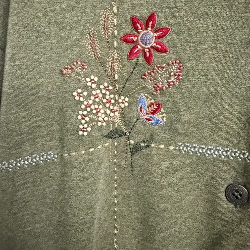 Alfred Dunner Fall Leaves Thanksgiving Embroidered Beaded Button Down Sweater - Image 4