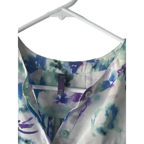 NYDJ Size XXS Mulit Color White Blue Printed Flowy Blouse