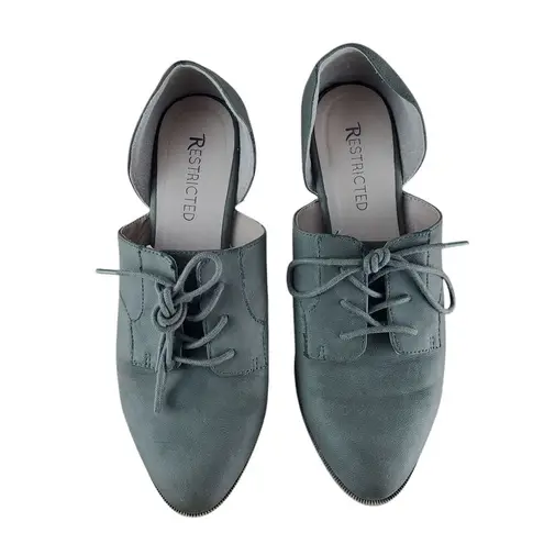 Restricted Oxford Shoes Womens 8 Green Suede Open Side Lace Up D'Orsay Flats