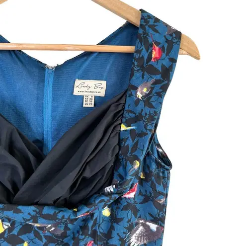 Lindy Bob Ophelia Blue Bird Print Fit & Flare Dress Retro 50s Pinup, Size XS