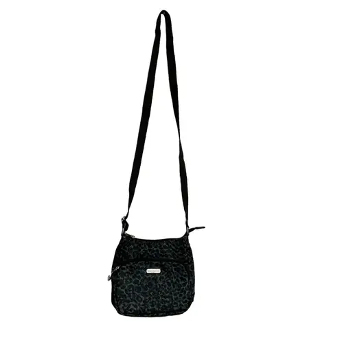 Baggallini Joey Bag Crossbody Black and Gray Cheetah Print Adjustable Strap